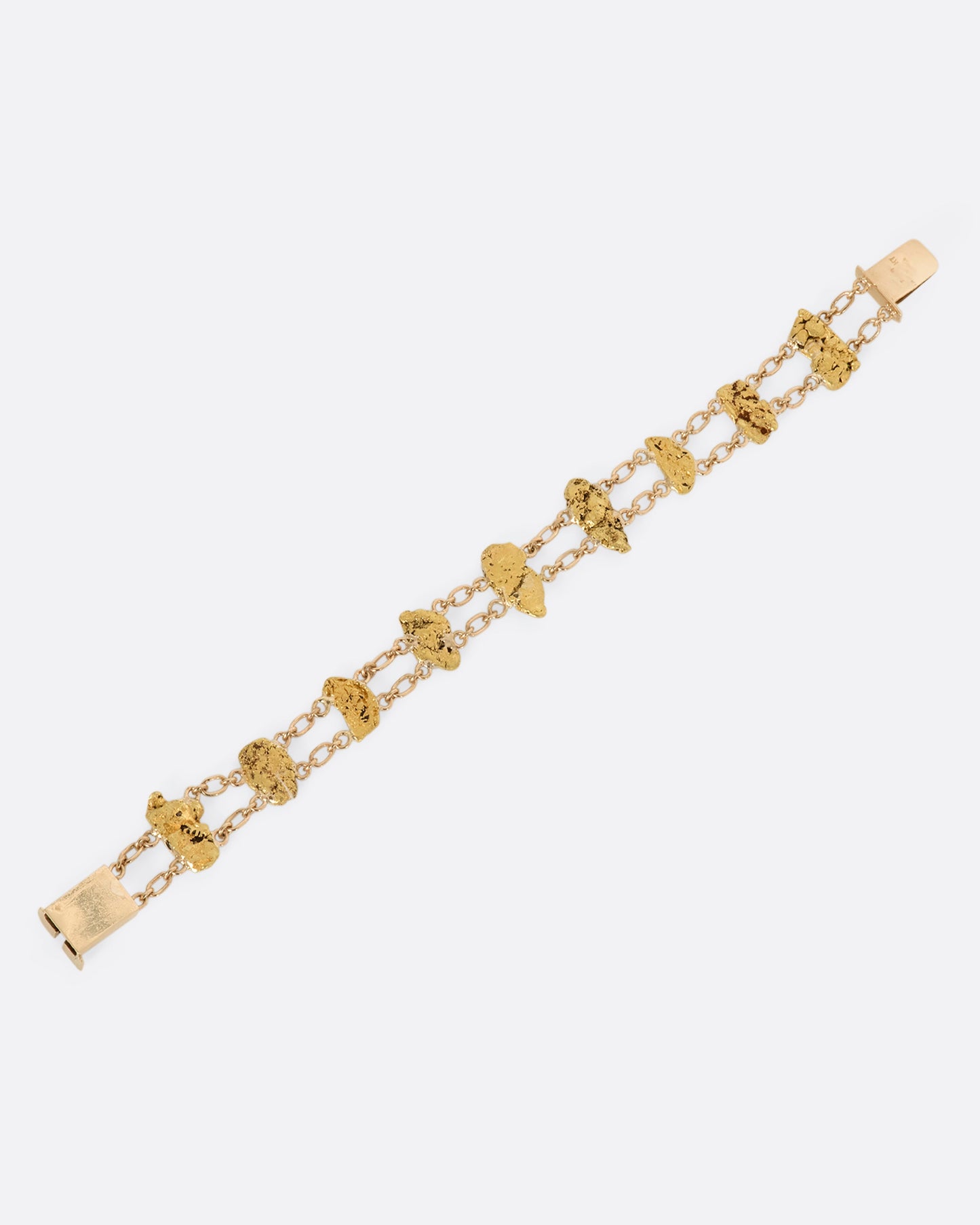 Gold Nugget Double Cable Chain Bracelet