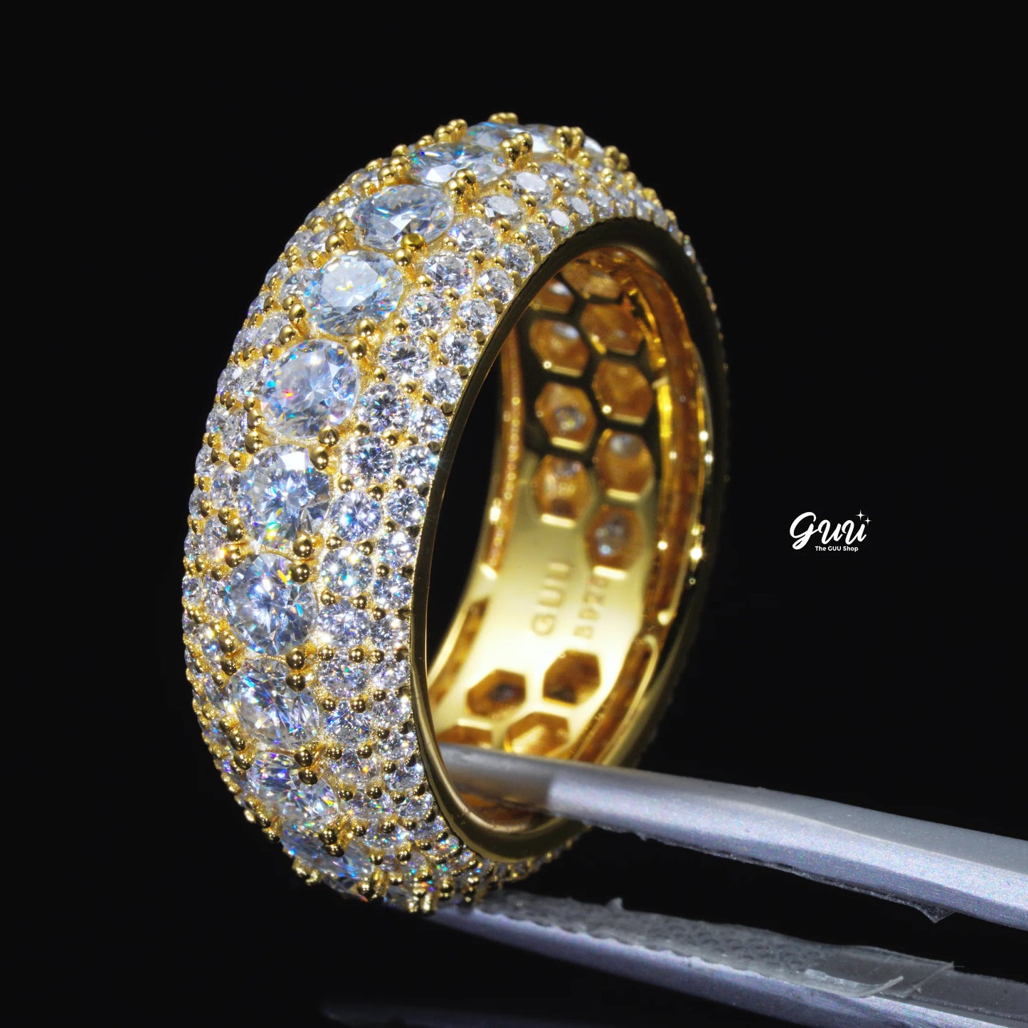 925S & VVS Moissanite Layered Diamond Ring 18K Gold