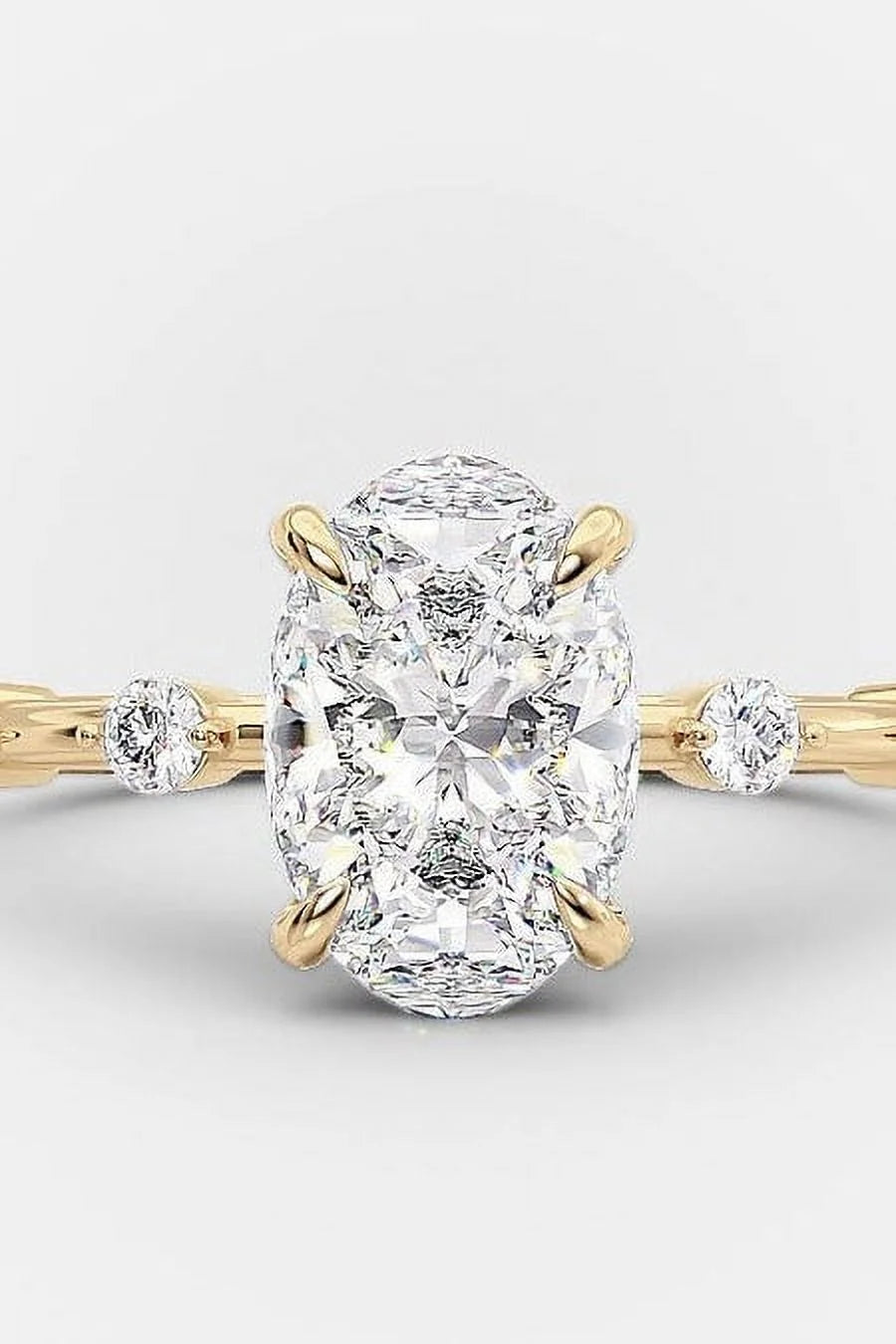 1.50Ct Elongated Oval Cut Moissanite Diamond Engagement Ring Solid 18K Yellow Gold