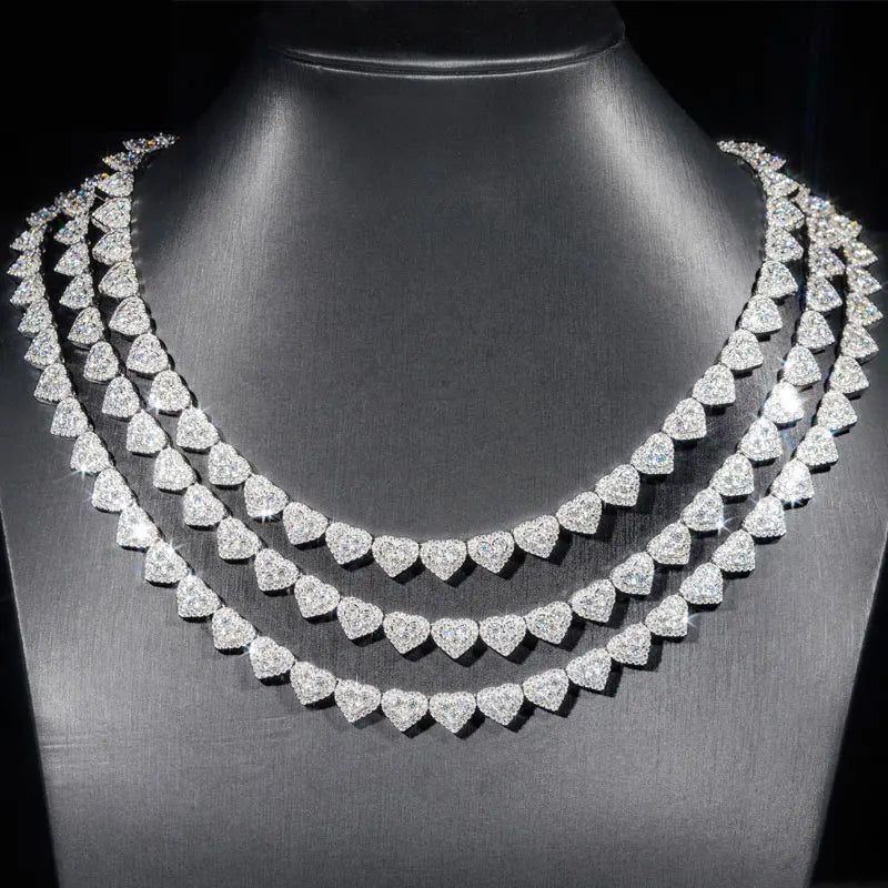 K.NOBSPIN D VVS1 All Moissanite Heart Bracelet Necklace 925 Sterling Silver Prom Party Fine Jewelry with GRA Bracelets for Women