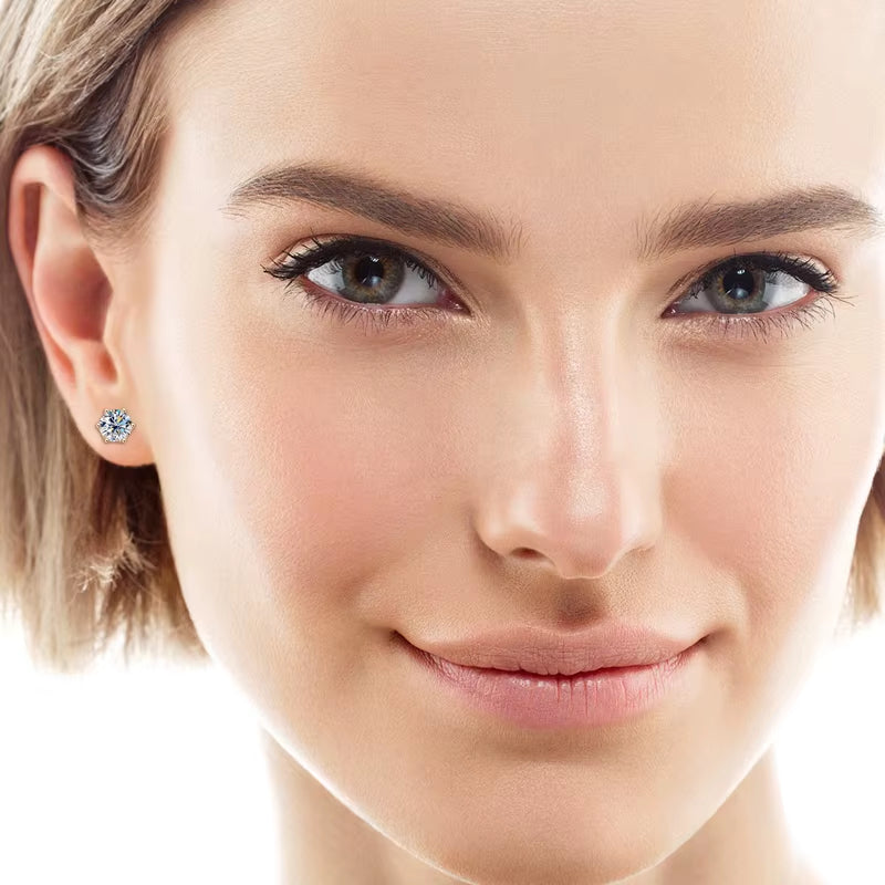 100% 10K Gold Stud Earrings 0.5Ct 1.0Ct round Cut Moissanite Diamond Earrings for Men & Women Certified Real Yellow Gold Jewelry