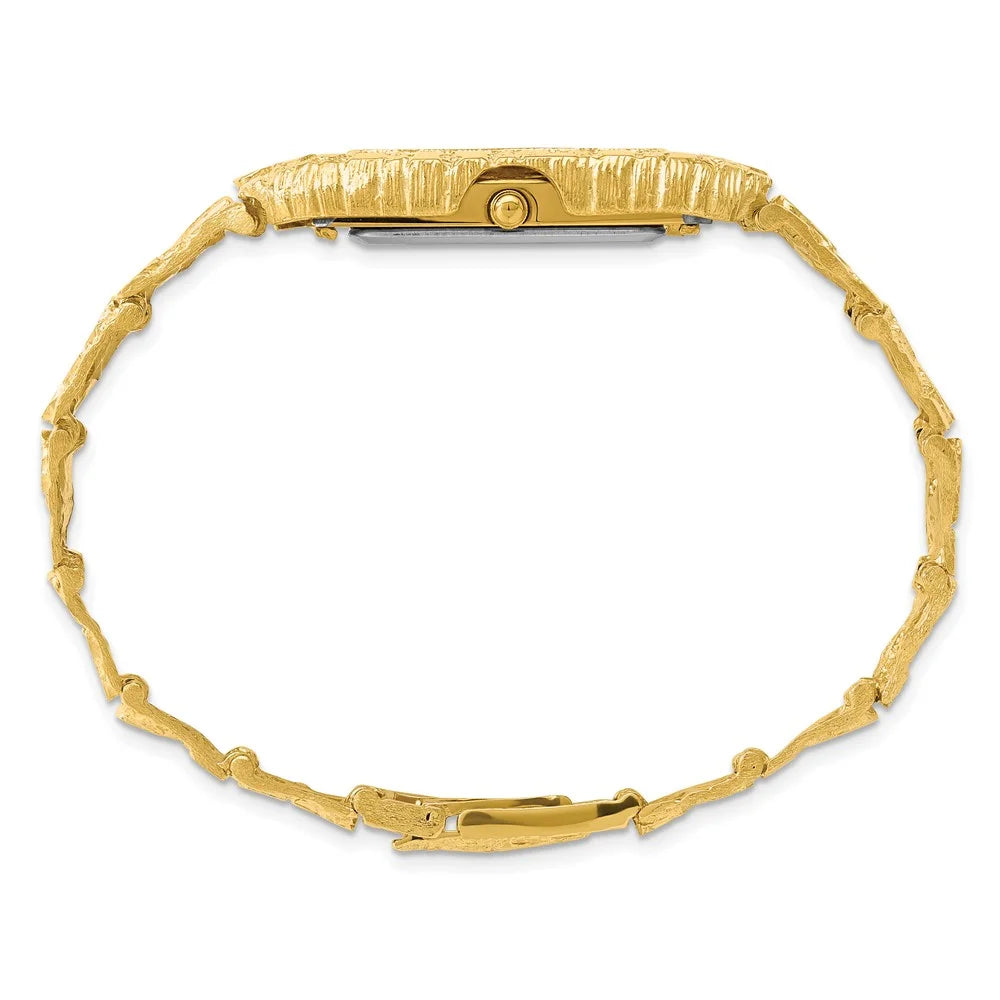 10 Karat Yellow Gold Champagne 27X47Mm Dial Square Face Nugget Watch