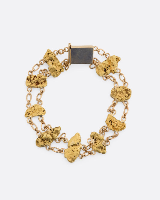 Gold Nugget Double Cable Chain Bracelet