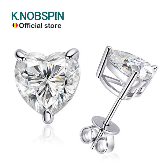 D VVS1 Heart Moissanite Earrings for Women GRA Certified Lab Grow Diamond Solid 925 Silver Plated 18K Gold Stud Earring