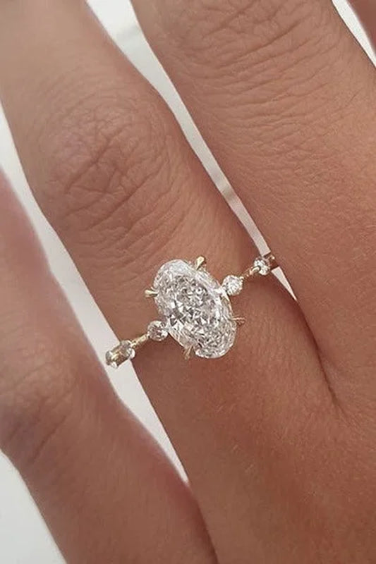 1.50Ct Elongated Oval Cut Moissanite Diamond Engagement Ring Solid 14K Yellow Gold