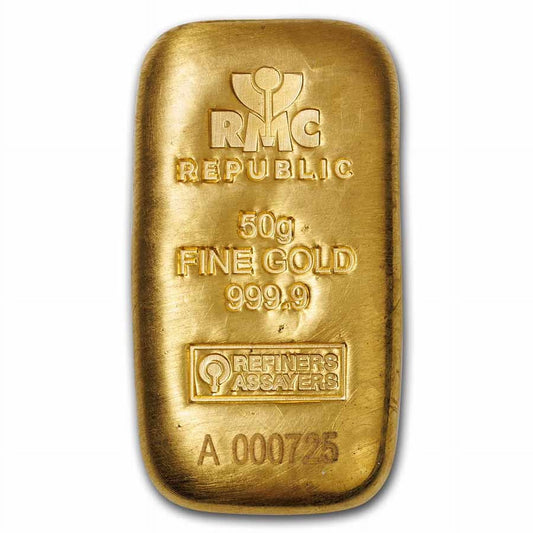 50 Gram Gold Bar - Brand Name (W/Assay Card)