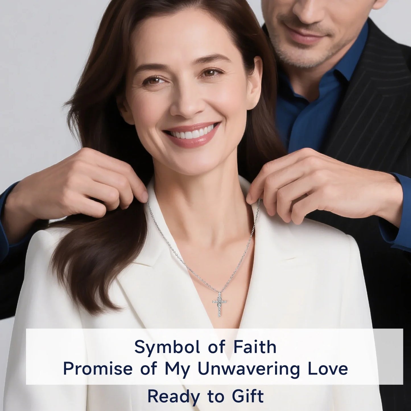 Cross Necklace for Women 1 Carat Moissanite Sterling Silver Pendant Christian Birthday Jewelry Gifts