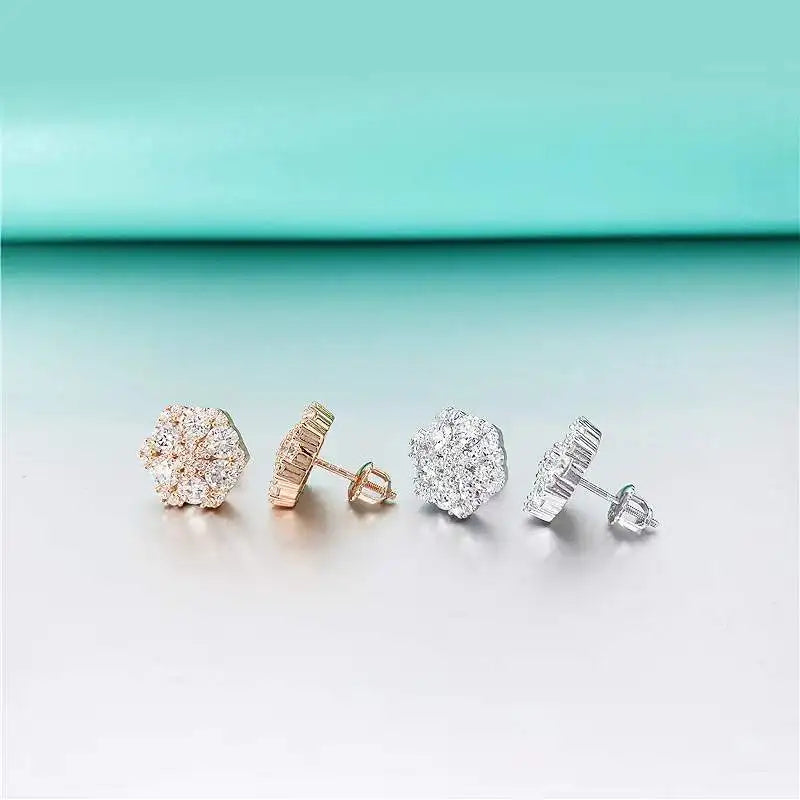 High Quality Hiphop 4Mm D Color Moissanite Earrings with Screw Back Women Men Jewelry Gold Plated 925 Silver Stud Earrings Gift