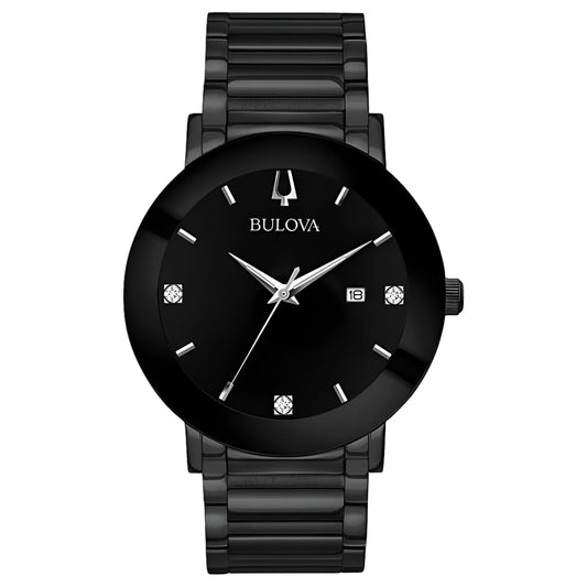 Men'S Black Ion Modern Diamond Watch 98D144